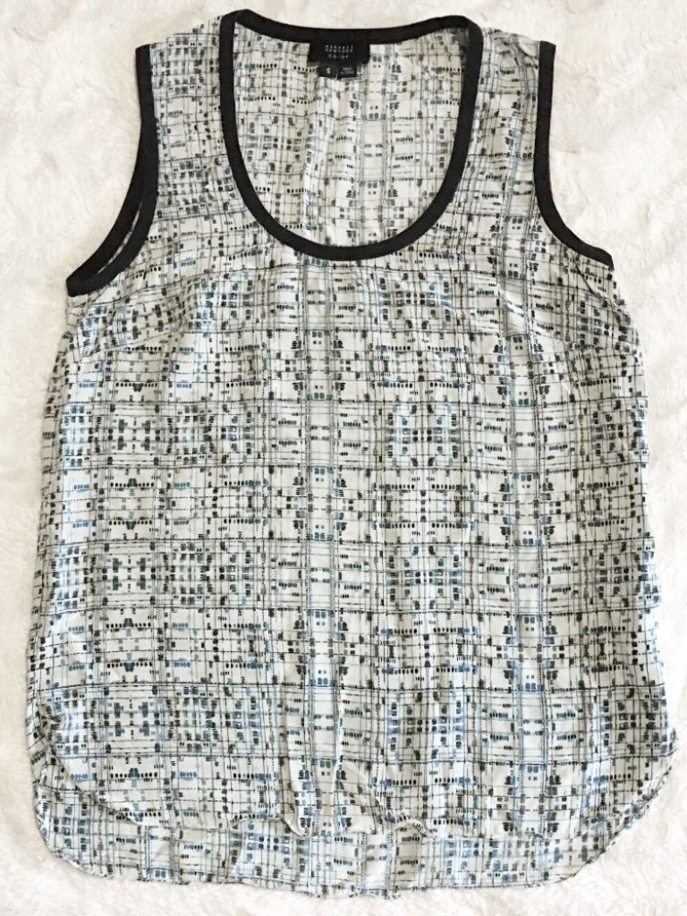 Barneys New York CO-OP 100% Silk Art Museum Print Tank Top